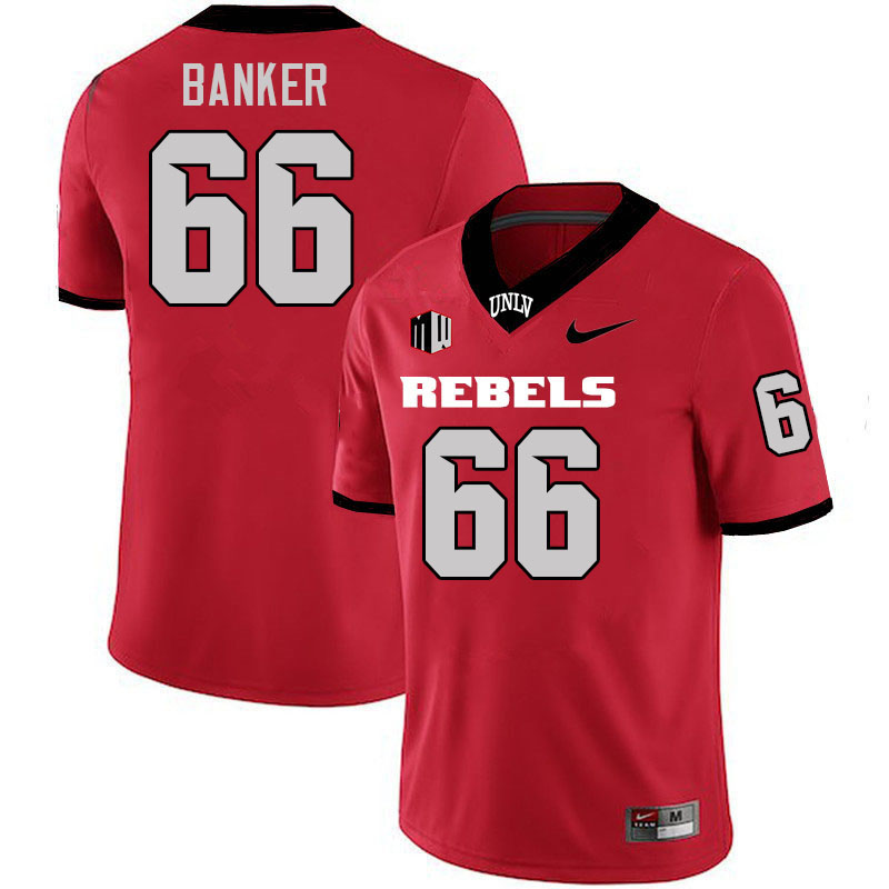 Men #66 Carver Banker UNLV Rebels College Football Jerseys Stitched-Scarlet
